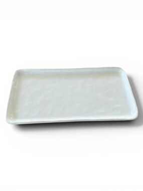 Crate & Barrel Modern White Rectangular Serving Platter Minimalist Entertaining